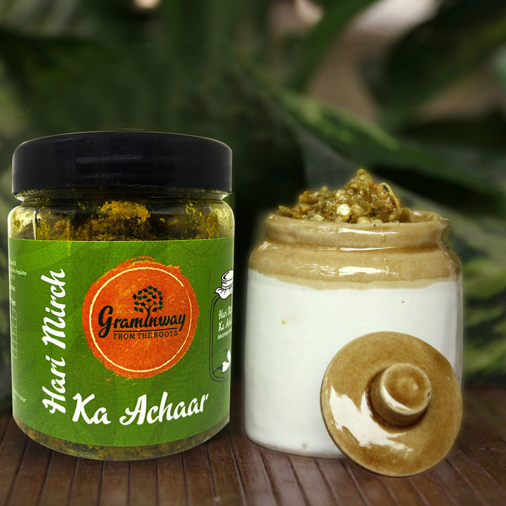 Hari Mirch Achar | Rajasthani Marwari Style | Sourced from Patna | Bottle of 200 GM