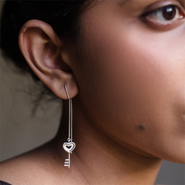 Black Lock And Key Earrings | 925 Silver with Black Onyx Gemstone | Subtly Modern