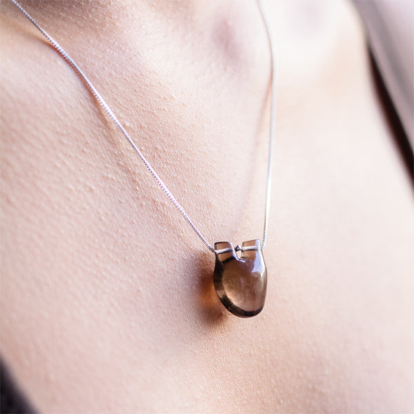 Brown Pendant | Semi Precious Smoky Quartz Stone with 925 Silver | Heart Designed