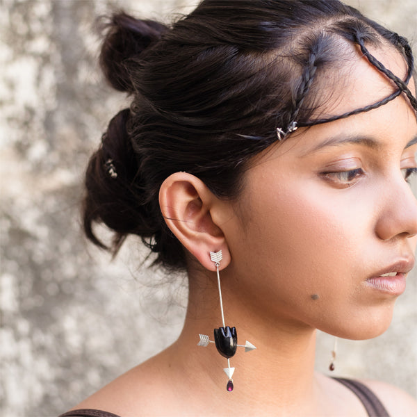 Black Earrings | Made of Black Onyx | Hand Crafted with Sterling Silver Sustainable | Pure