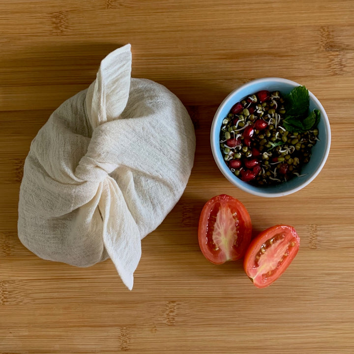 Off-White Set of 3 Bento Bags | Muslin Cotton | Food Storage | Travel Friendly