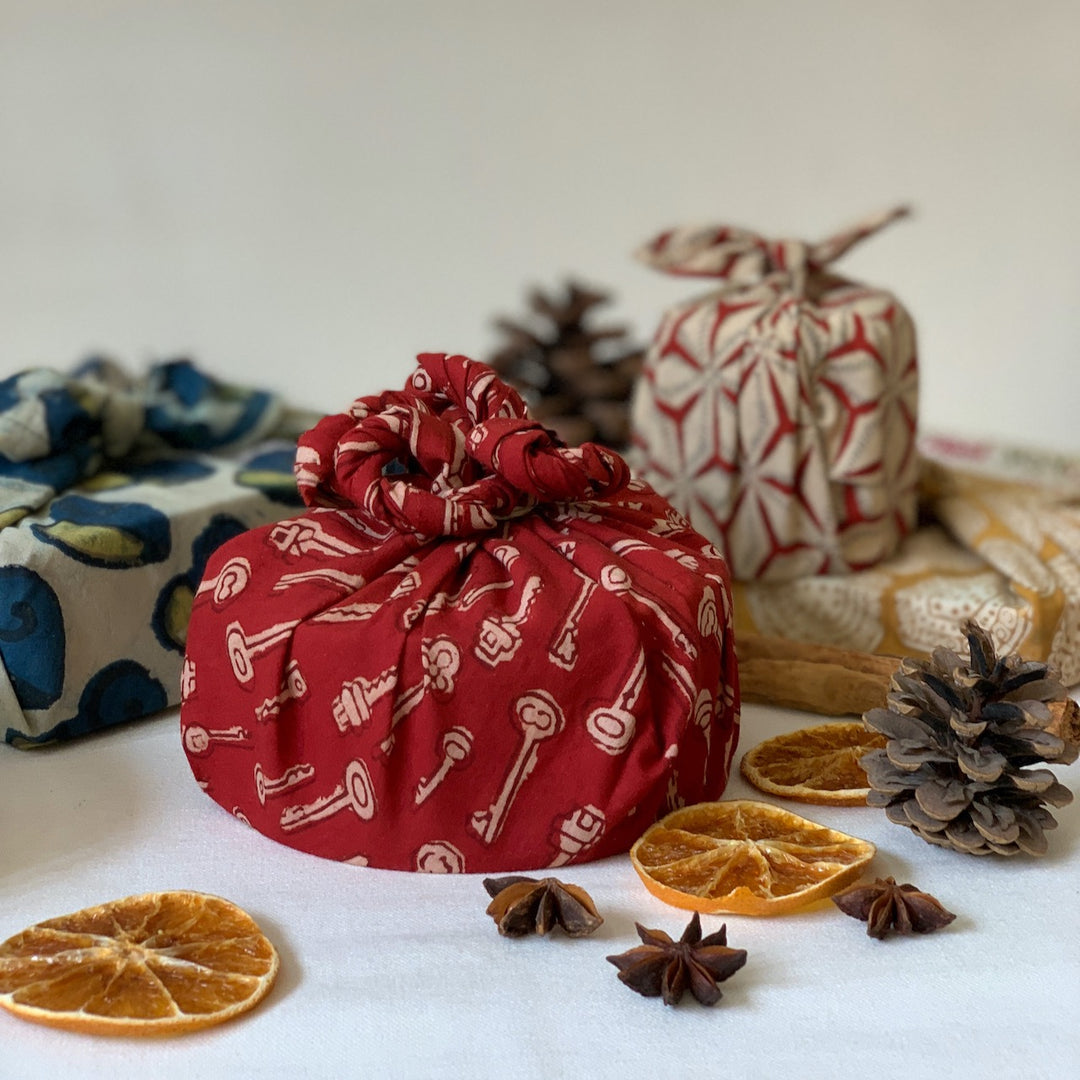 Fabric Gift Wrapping | Set of 3 Assorted Prints And Colours