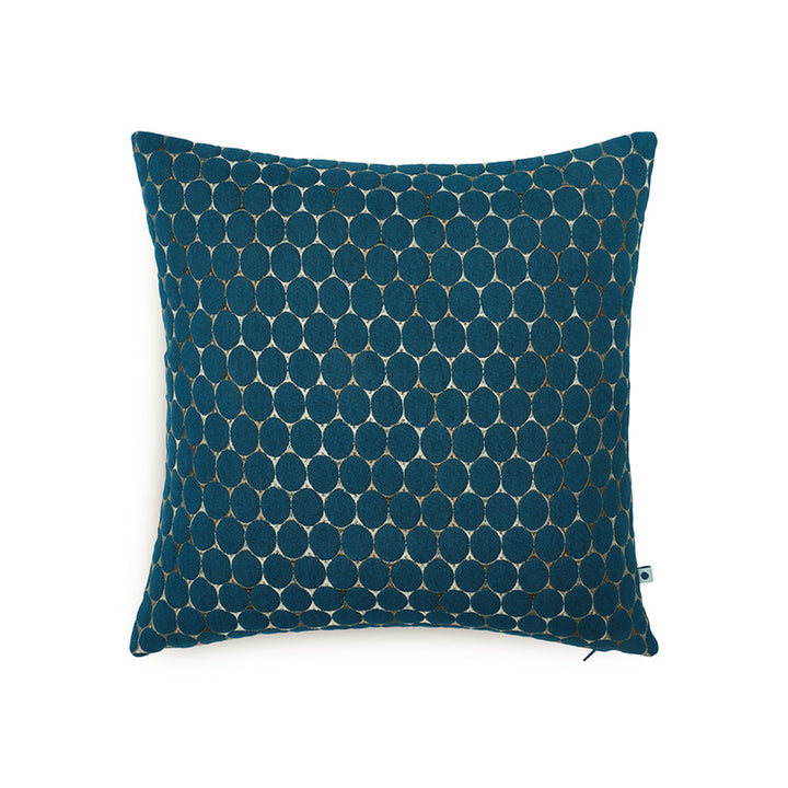 Swirl Patterned Cushion Cover In Cotton | Quilted Embroidery | 16" x 16"