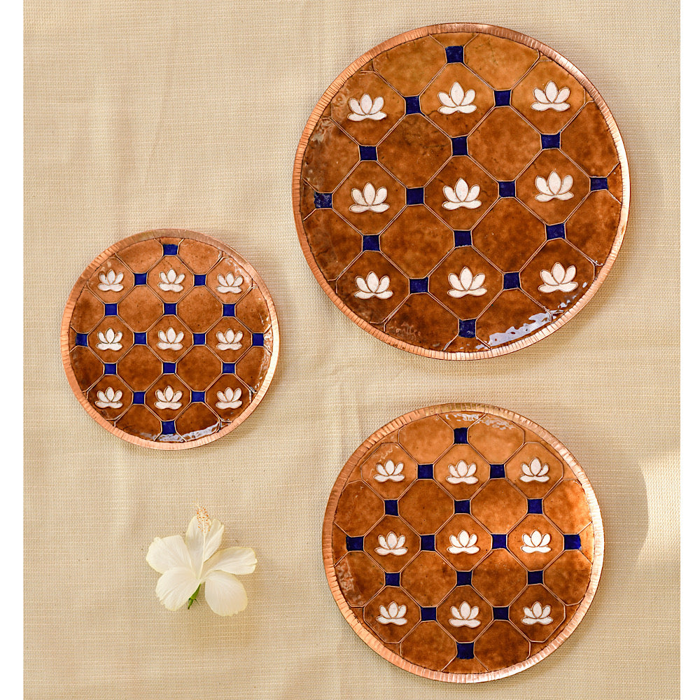 Lotus In Jali Decorative Wall Plate | Copper Ware | Hand-crafted | Brown