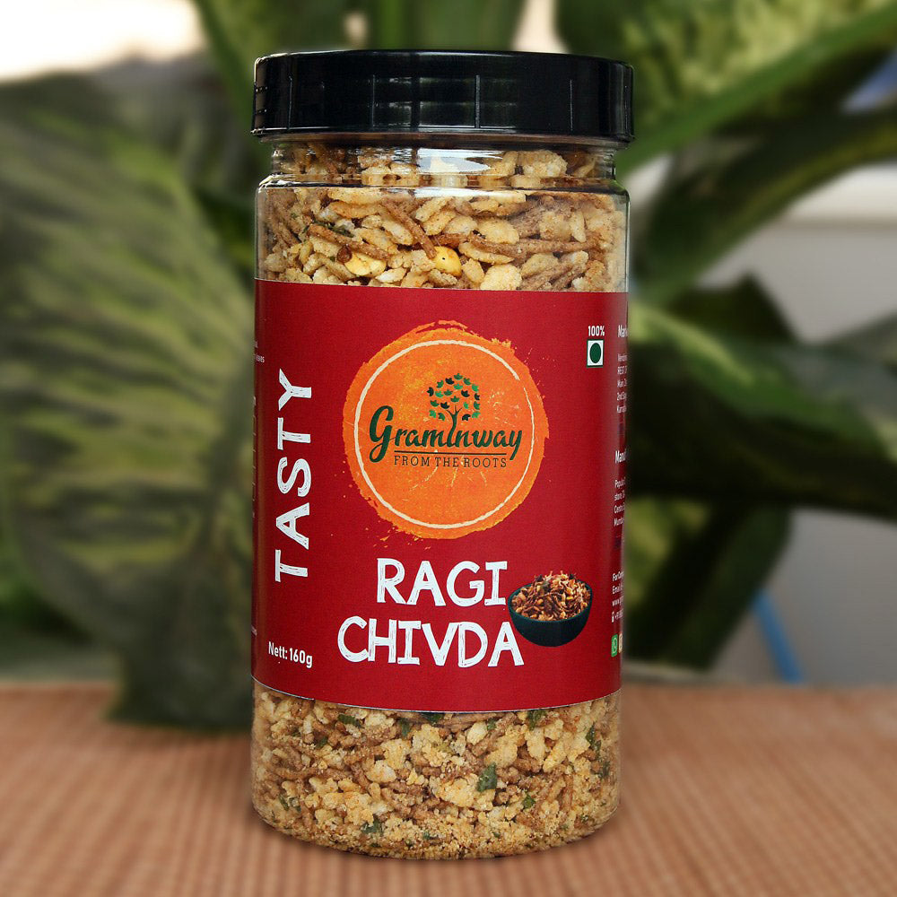 Irresistible Organic Ragi Chivda | Guilt Free Healthy Evening Snack | Jar of 160 GM