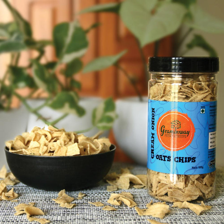 Cream Onion Oats Chips | Farmer Sourced Oats | Chemical Free Snacking | 100 GM