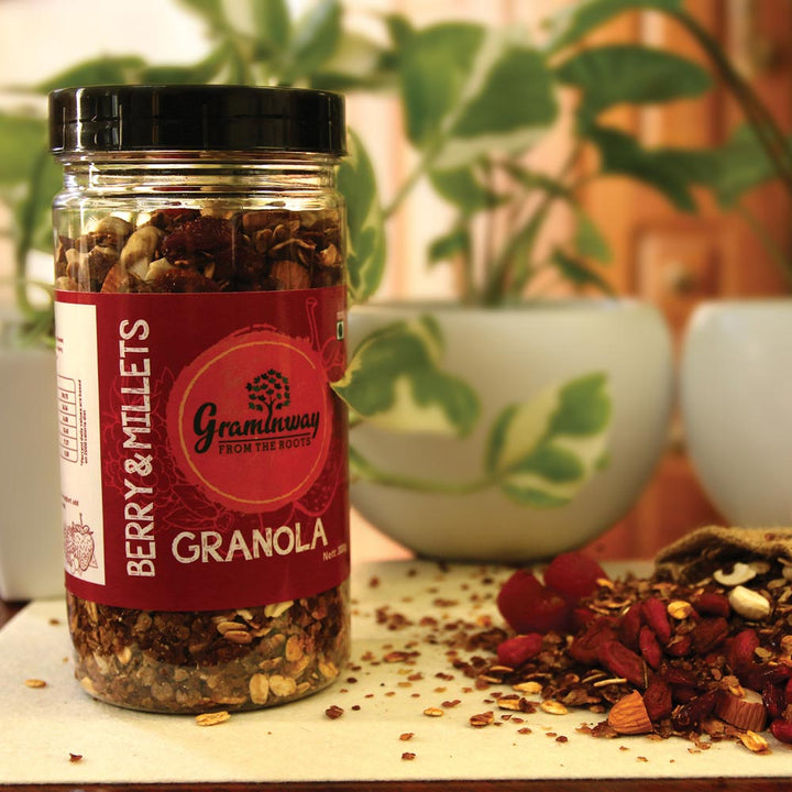 Berry & Millets Granola | A Healthy Start of the Day | Bottle of 300 GM