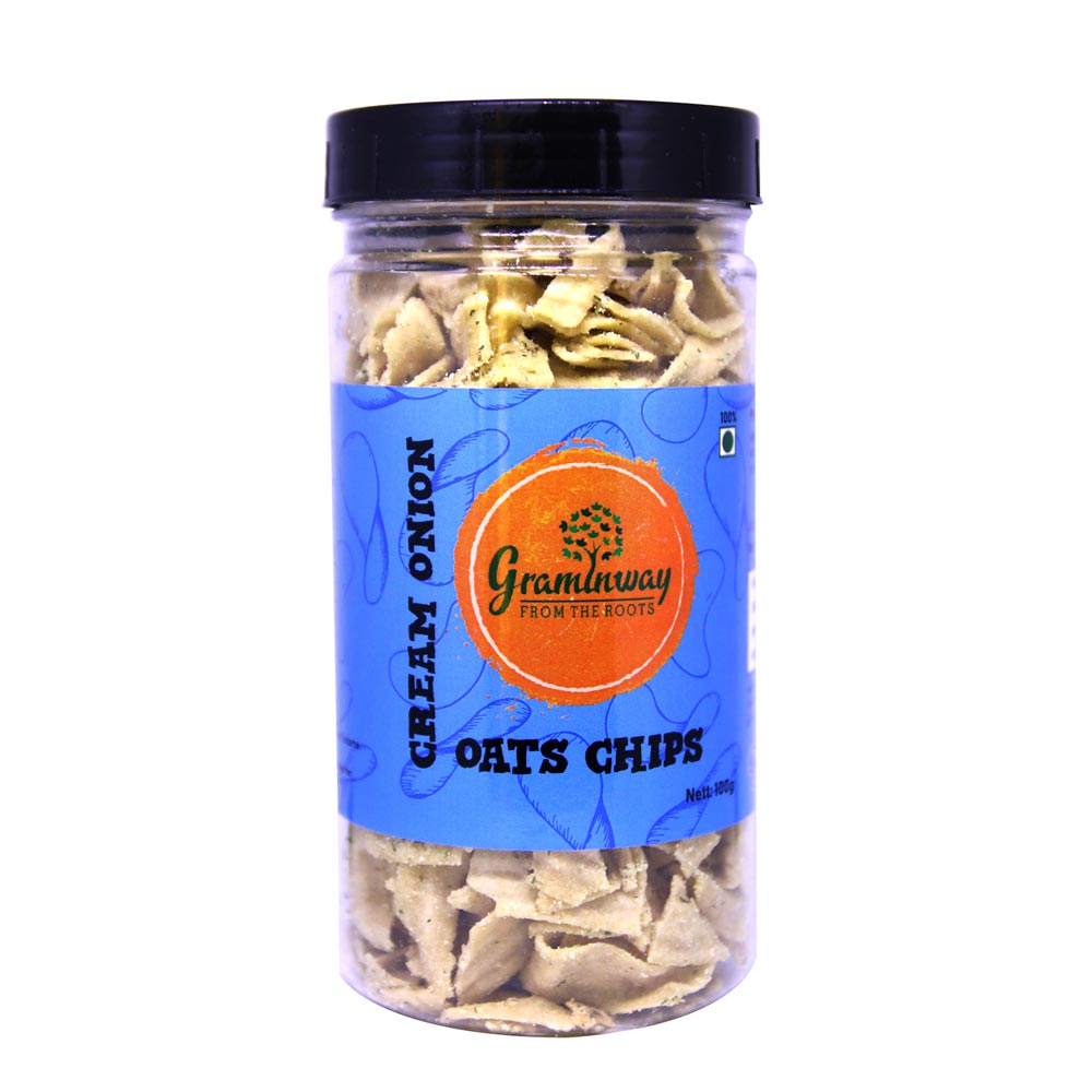 Cream Onion Oats Chips | Farmer Sourced Oats | Chemical Free Snacking | 100 GM