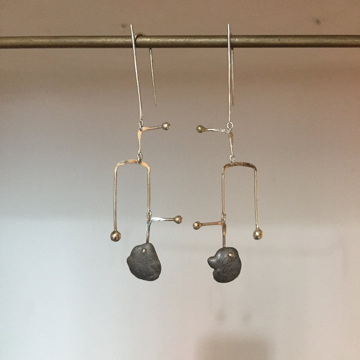 Dangling Earrings | Silver And Reclaimed Aluminium Nuggets | Exquisite Design | Unique