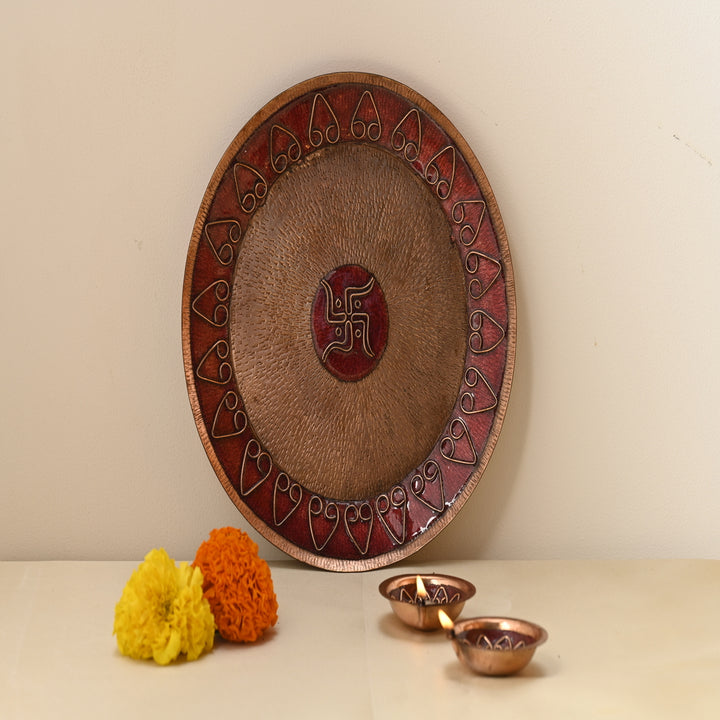 Archana Festive Pooja Thali With Diya | Copper Ware | Hand-crafted | Combo Of 3