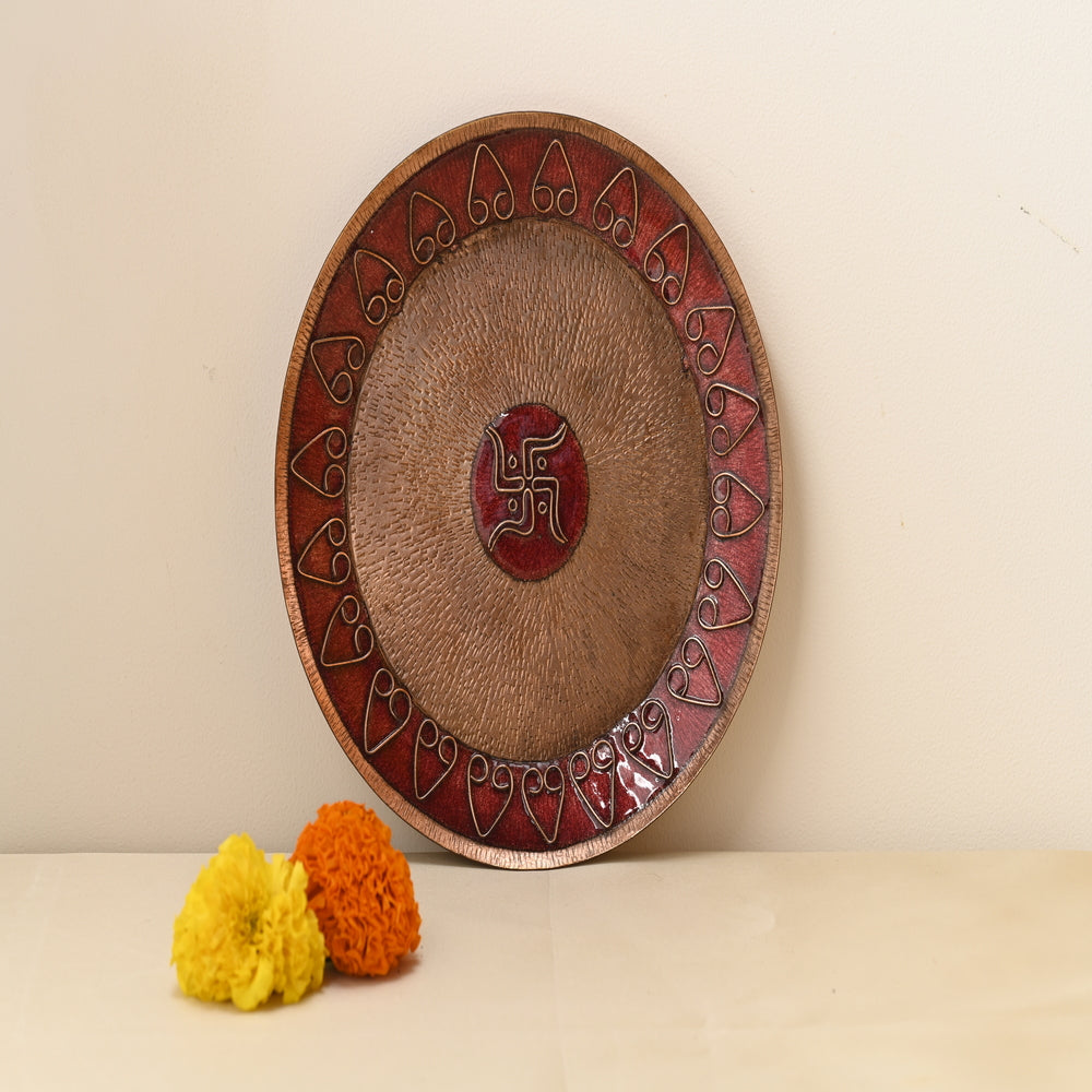 Archana Festive Pooja Thali | Copper Ware | Hand-crafted | Red & Golden