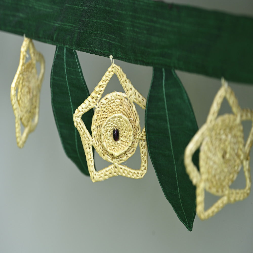 Toran | Silk and Grass | Green & Golden | Hand- Crafted  | Festive Decor | 36 Inches