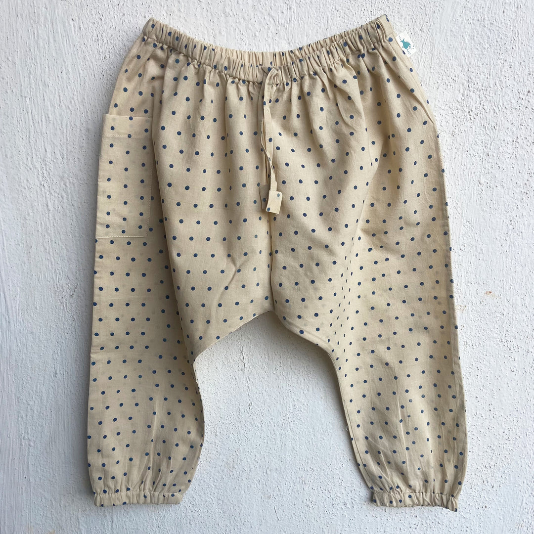 Polka Printed Ecru Kurta Pant Co-ord for Kids | Organic Cotton | Natural Dye