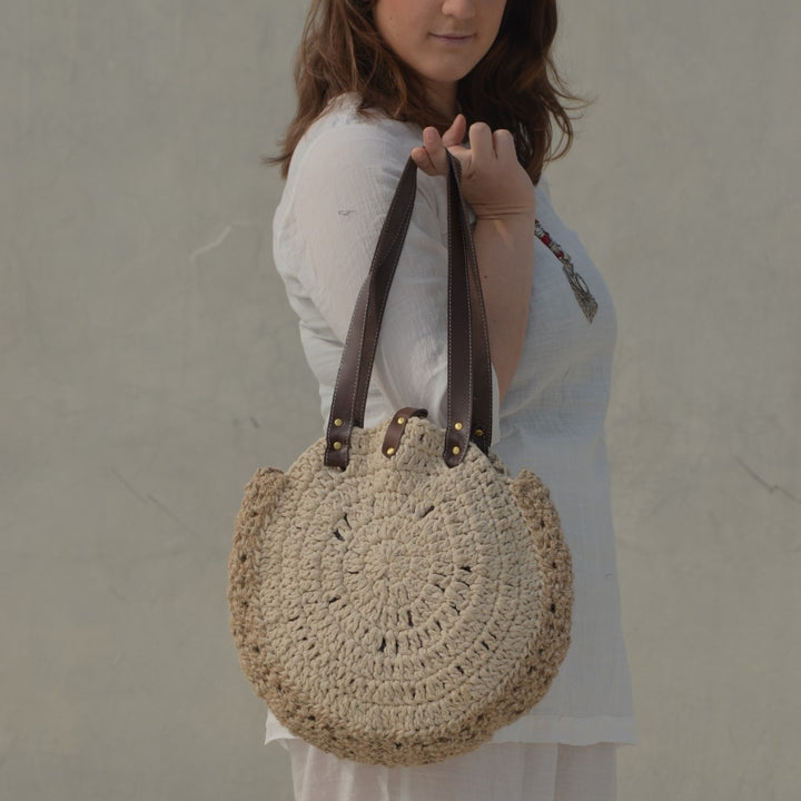 United Urbane Hands Bag | Hand-Crochet | Cotton Yarn & Jute | Off White