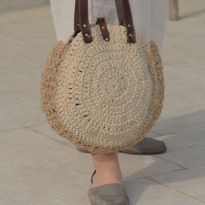 United Urbane Hands Bag | Hand-Crochet | Cotton Yarn & Jute | Off White