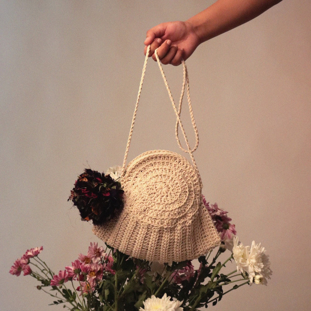 Sea Shell Mini Sling Bag | Hand-Crochet | Cotton Yarn | Sustainable | Off White