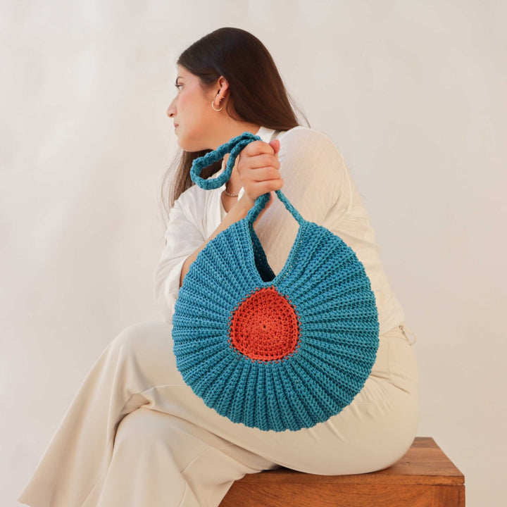 The Undersea Bag | Hand-Crochet | Cotton Yarn | Ocean Blue