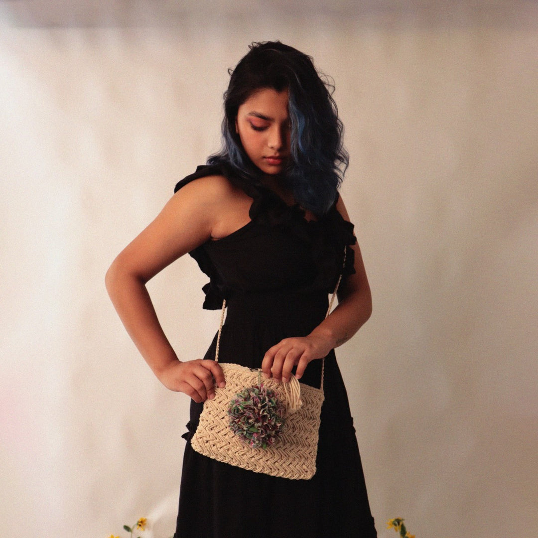 Women Carry-All Sling Bag | Hand-Crochet | Cotton Yarn | Off White