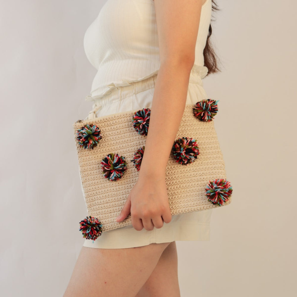 Rectangular Clutch/Pouch Bag | Hand-Crochet | Cotton Yarn | Off White