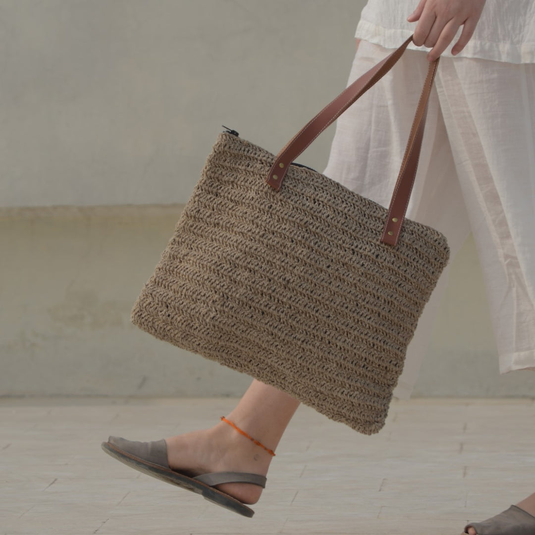 Brunette Bag | Hand-Crafted & Crochet Work | Jute |  Brown