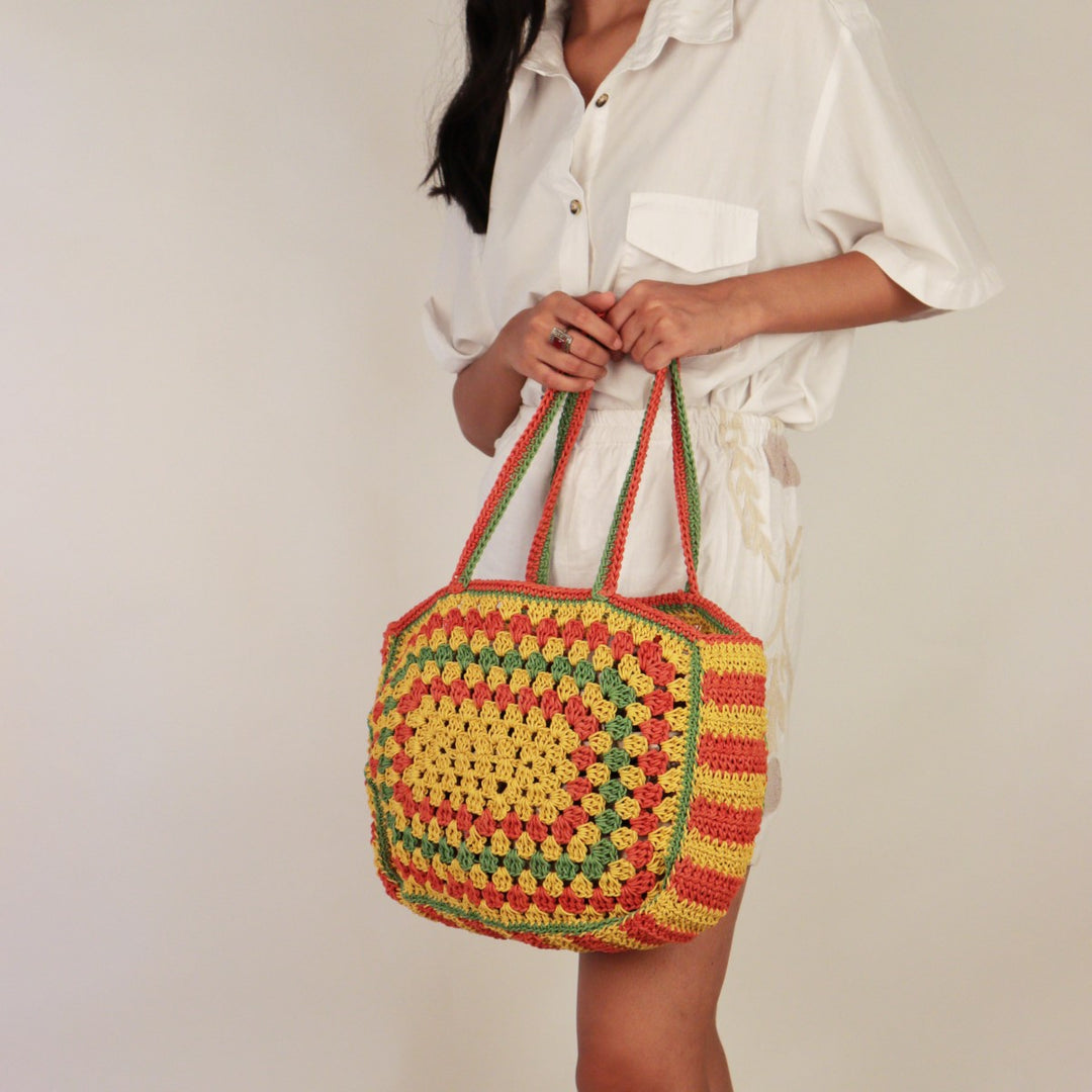 Hand-Crafted Hand Bag | Cotton Yarn | Large Size | Mustard Yellow