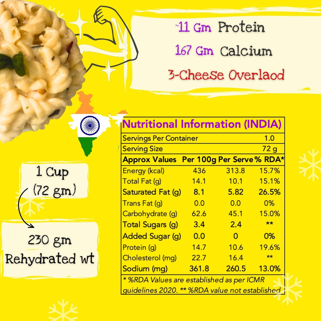 Crazy Cheese Instant Pasta | Freeze Dried-Ready To Eat Food | Travel Friendly | 230 GM