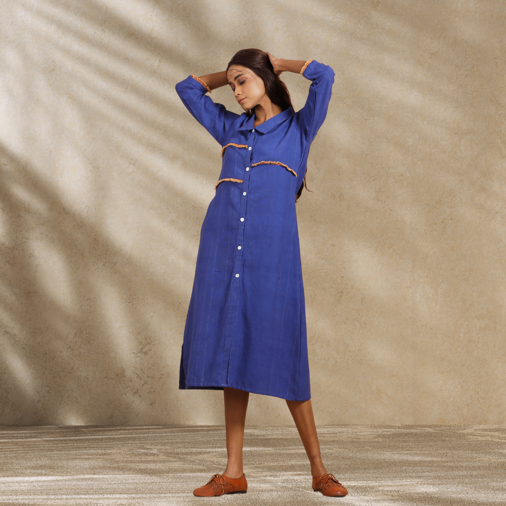 Indigo Blue Dress | Formal Construct | Hand-Crafted | Subtle Smart Style