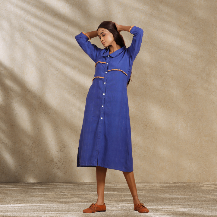 Indigo Blue Dress | Formal Construct | Hand-Crafted | Subtle Smart Style