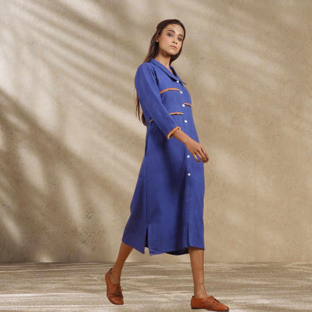 Indigo Blue Dress | Formal Construct | Hand-Crafted | Subtle Smart Style
