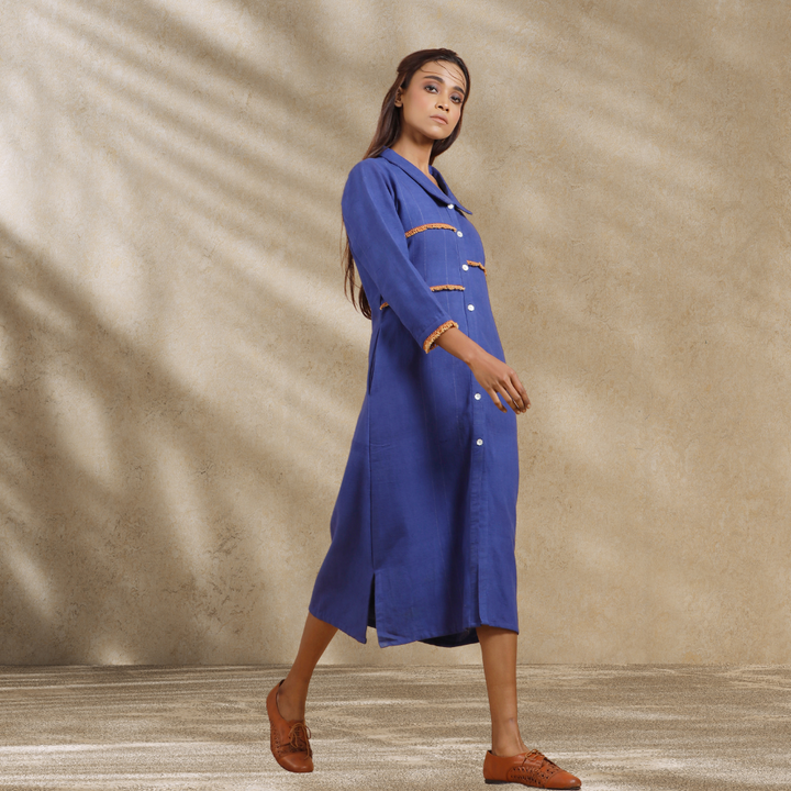 Indigo Blue Dress | Formal Construct | Hand-Crafted | Subtle Smart Style