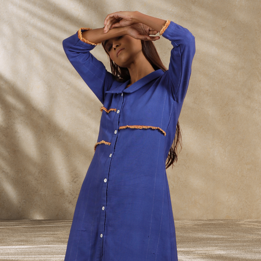Indigo Blue Dress | Formal Construct | Hand-Crafted | Subtle Smart Style