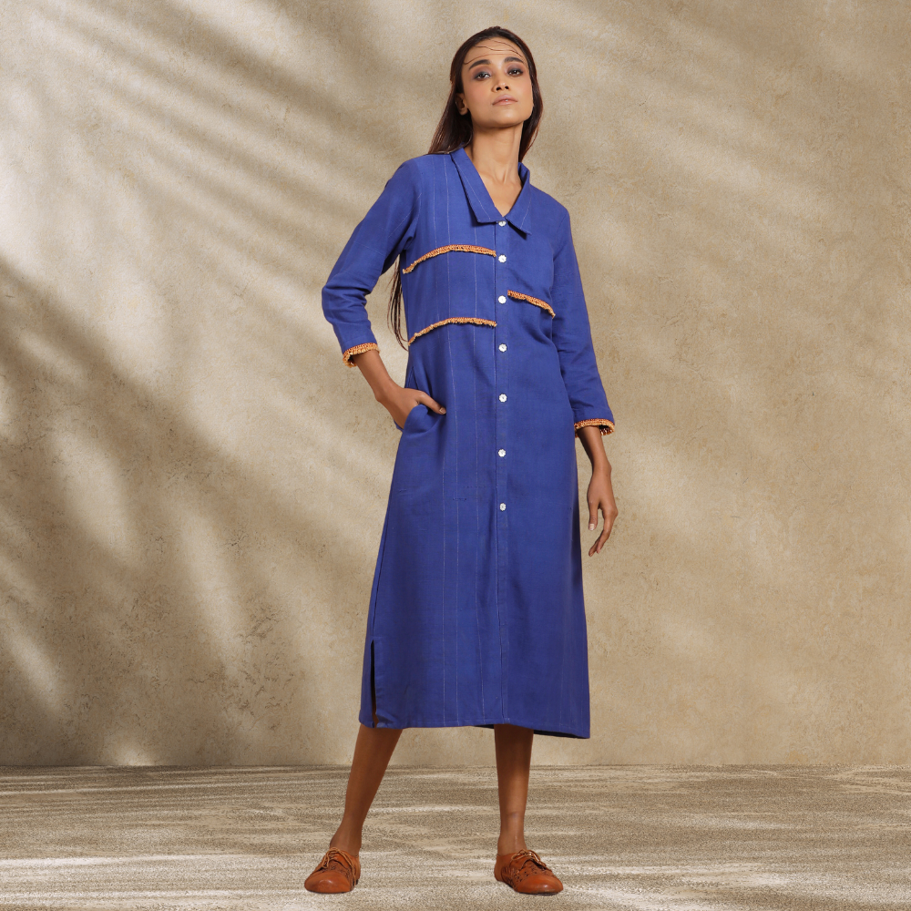 Indigo Blue Dress | Formal Construct | Hand-Crafted | Subtle Smart Style