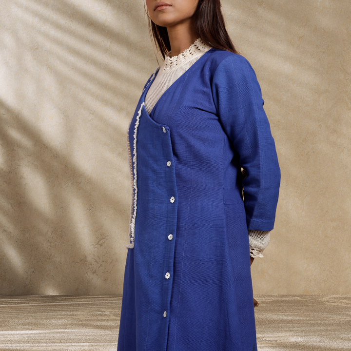 Indigo Dress | Adorned With Knotted Lace | Hand-Crafted