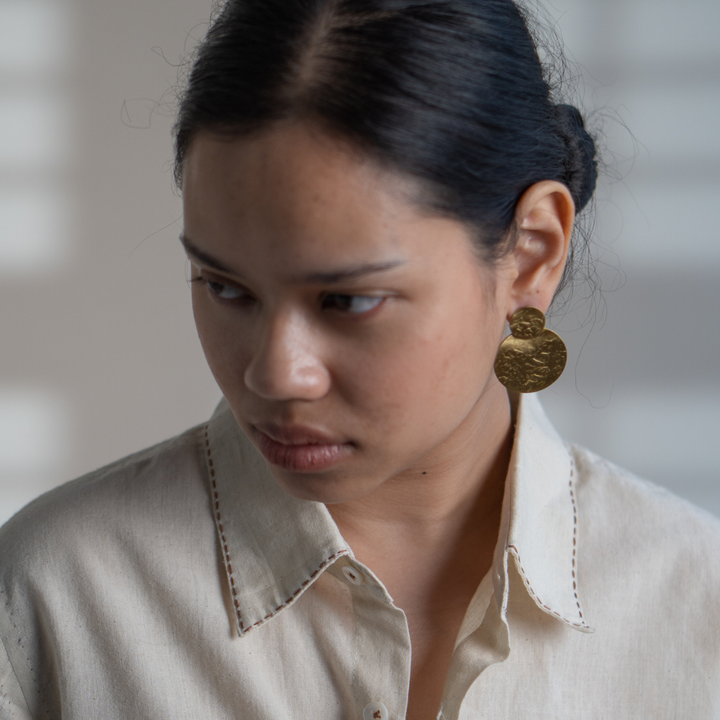 Ivory Belt Shirt | Easygoing Charm | Crafted with Kantha Detailing