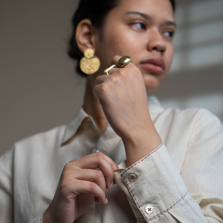 Ivory Belt Shirt | Easygoing Charm | Crafted with Kantha Detailing