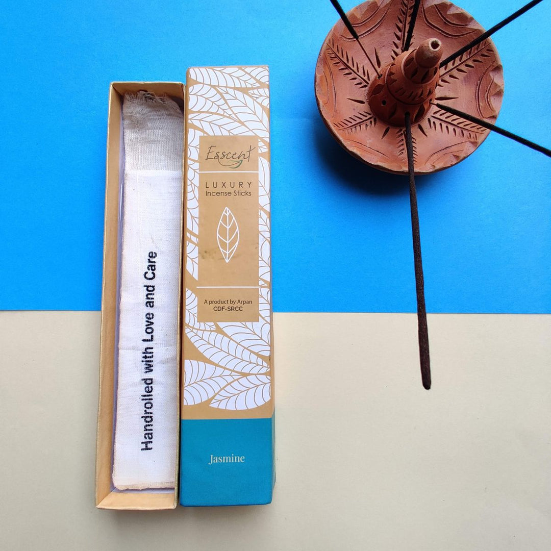 Jasmine Incense Stick, Hand-Rolled, No charcoal Fumes, Recycled Flowers, All Natural, Aromatic, Therapeutic Calming, 