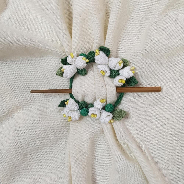 Jasmine Crochet Hair Tie | Hand-crafted | Cotton | White and Green