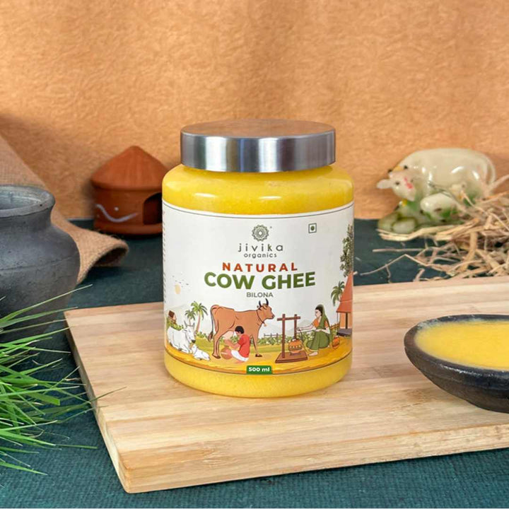 Natural Cow Ghee | Bilona Churned | Pure | Organic | Pet Jar of 500 ML