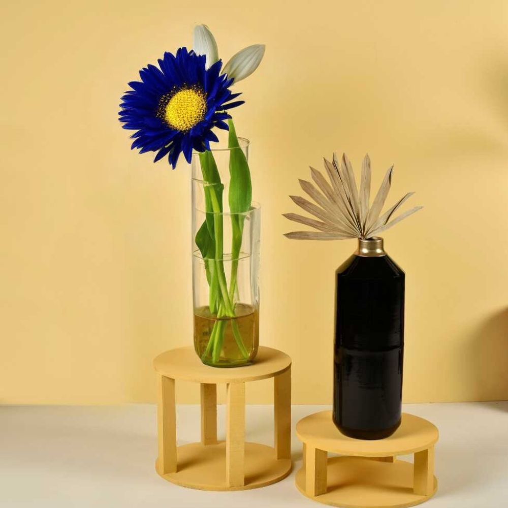 Udaan Black Metal Vase | Contemporary Table Accents | Centre Piece Decor | Hand-Crafted | 13 Inch