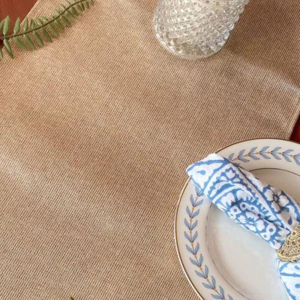 Jute Dining Table Runner | Beige | Hand Crochet Work  | 12" x 72" 