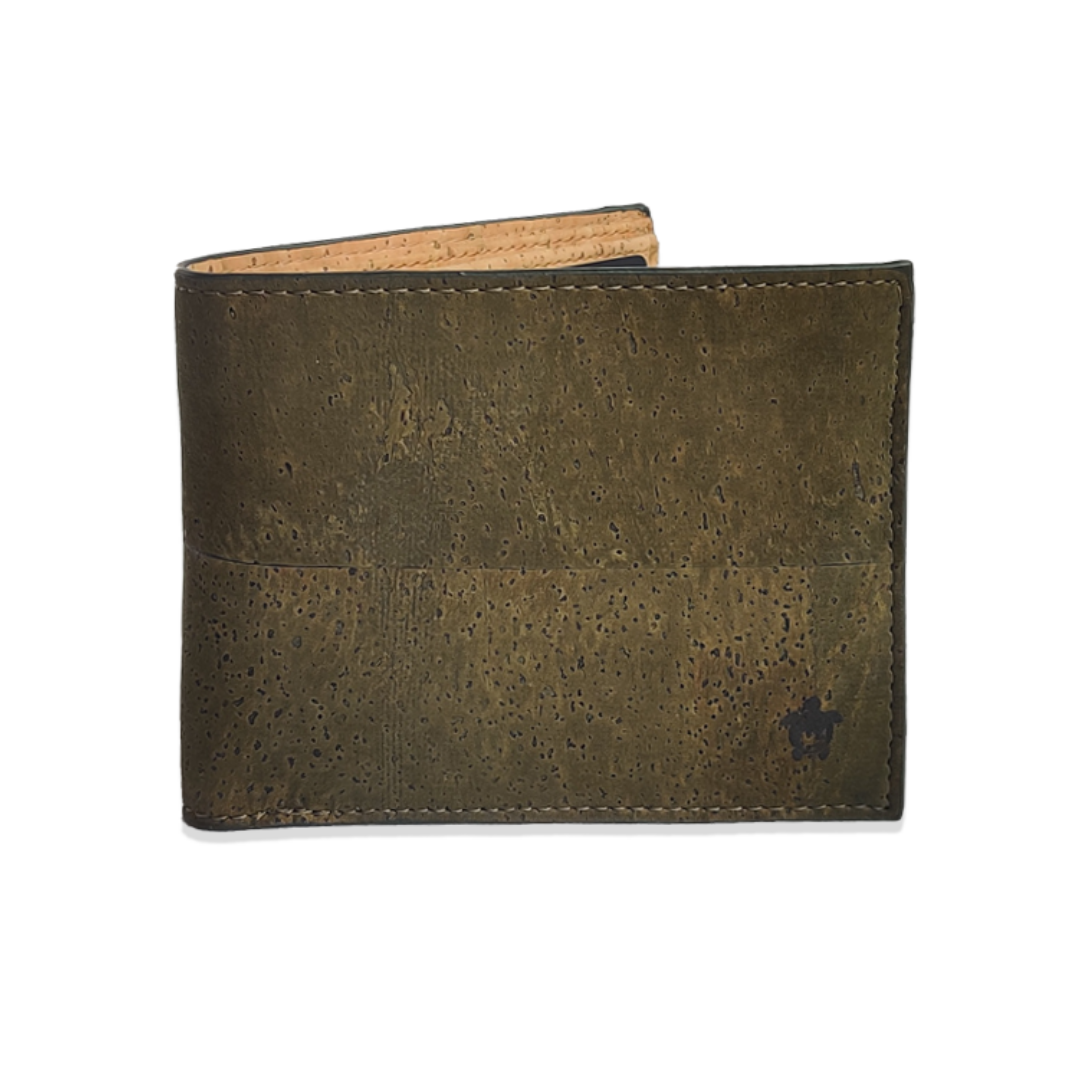 Kakapo Bifold Wallet | Sustainable Cork | Water Resistant & Sturdy | Olive & Tan