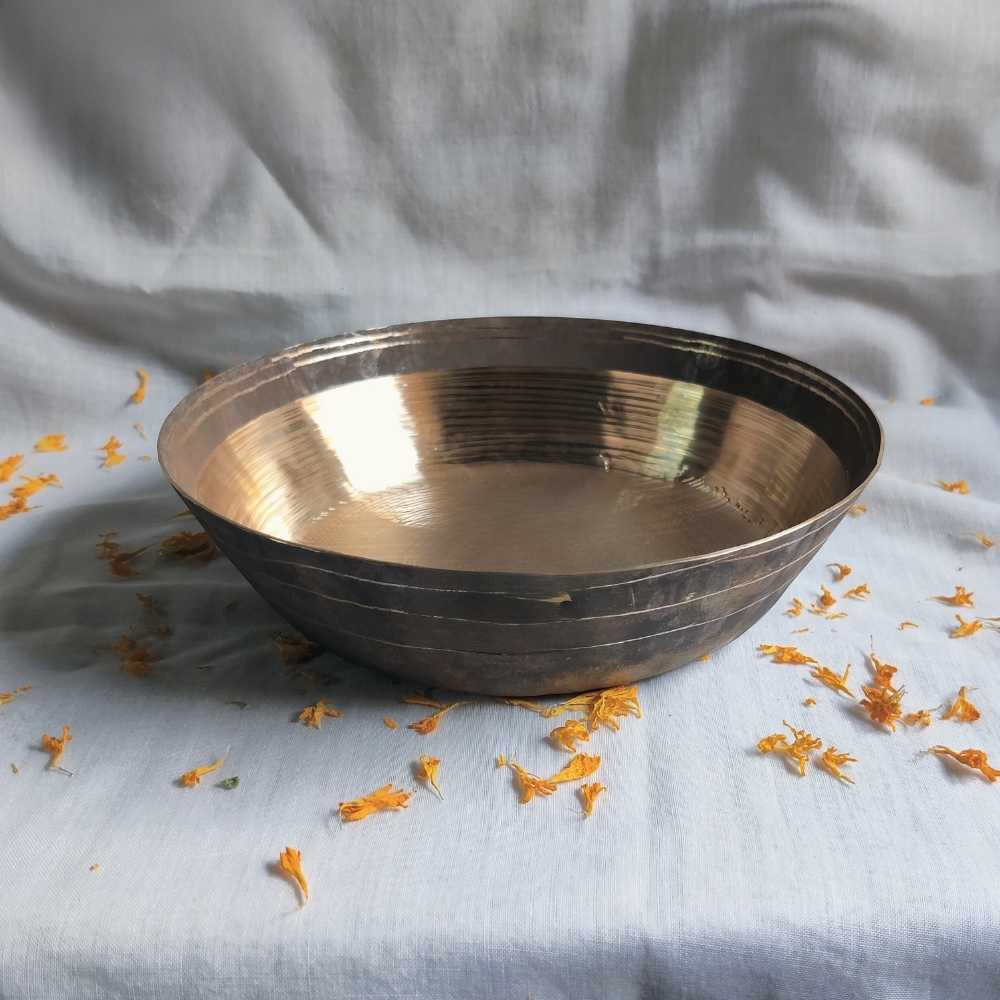 Kansa/Bronze Flat Base Bowl | Traditional Indian Dining | Authentic & Durable 