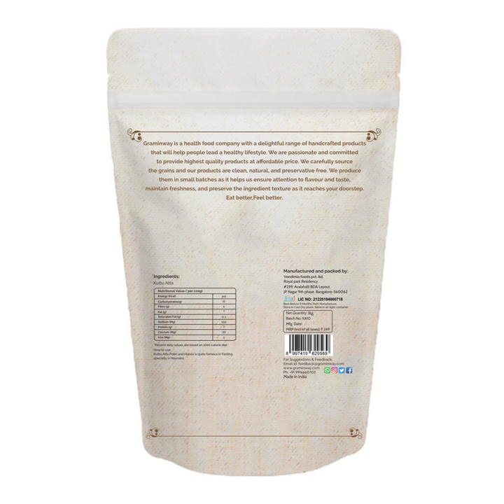 Kuttu Atta | Adulteration Free Healthful Buckwheat Flour | Traditional Mill Grind | 1 KG