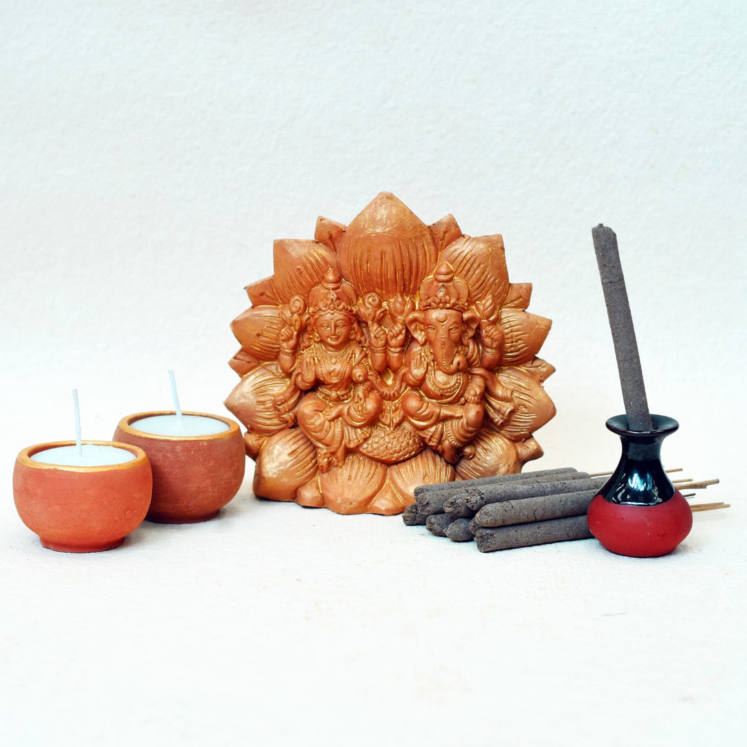 Ganesh & Lakshmi Puja Kit | Terracotta | Diwali Special Pack Of 4