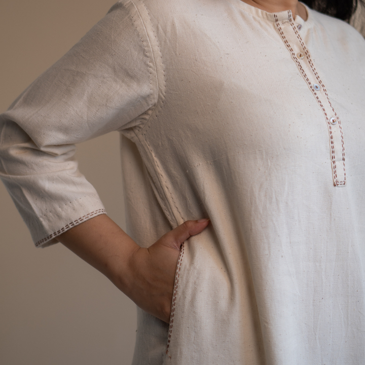 Layered Tunic Dress | Hand Crafted | Classic Ivory | Relaxed Elegance