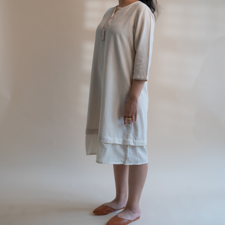 Layered Tunic Dress | Hand Crafted | Classic Ivory | Relaxed Elegance