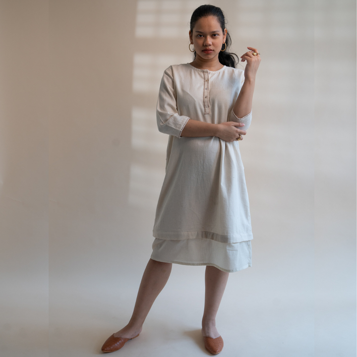 Layered Tunic Dress | Hand Crafted | Classic Ivory | Relaxed Elegance
