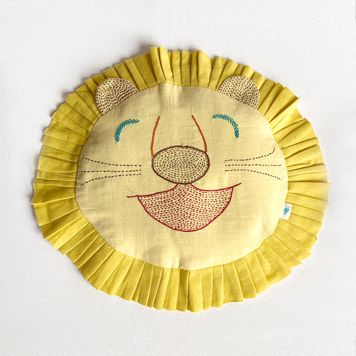 Lion Shape Pillow And Maracas Toy | Hand-Crafted | Newborn Baby Gift Set