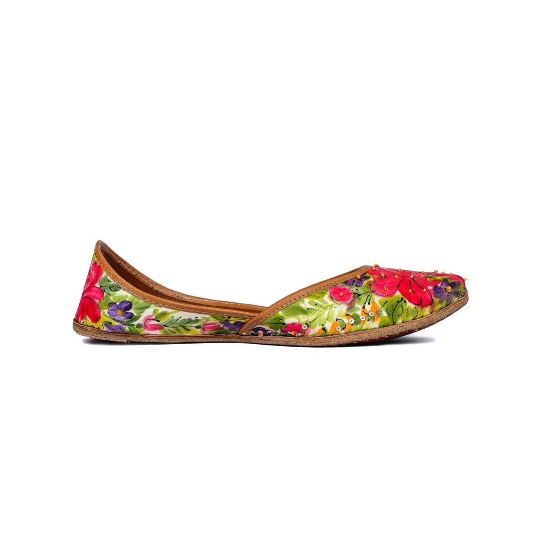 Lotus Women Jutti | Hand Painted & Embroidered | Pink