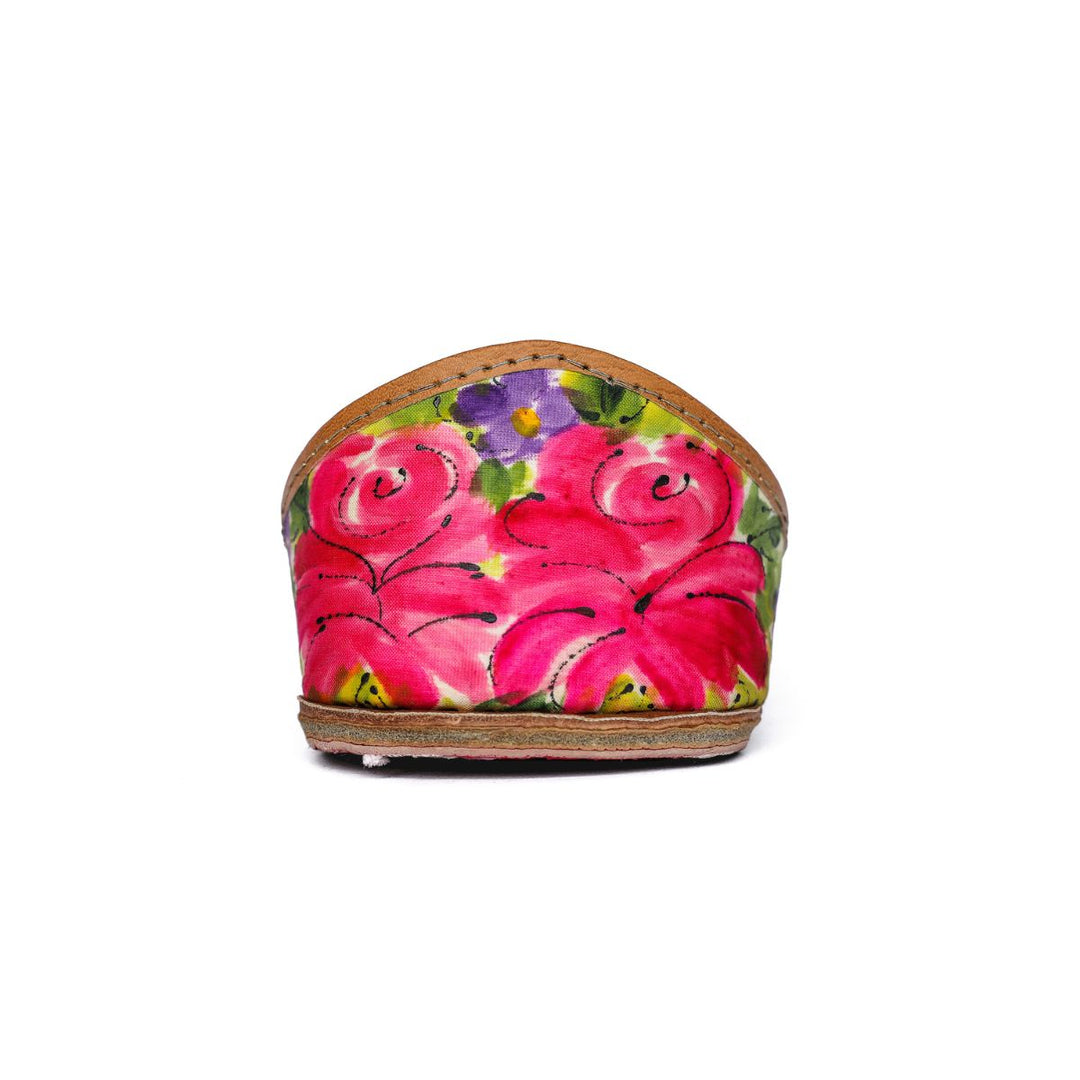 Lotus Women Jutti | Hand Painted & Embroidered | Pink